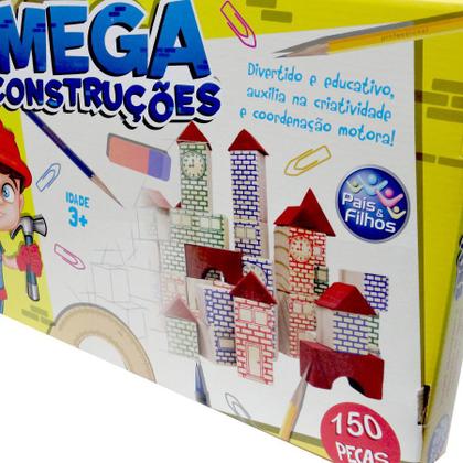 Imagem de Blocos De Construção 150 Peças Madeira Brinquedo Educativo
