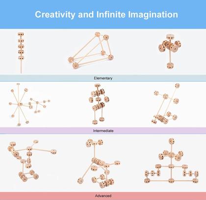 Imagem de Blocos de construção de madeira OUJILA para crianças de 4 a 8 anos 60 unidades