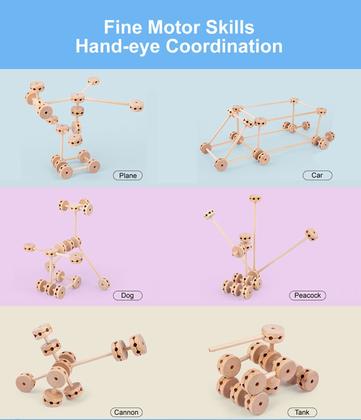 Imagem de Blocos de construção de madeira OUJILA para crianças de 4 a 8 anos 60 unidades