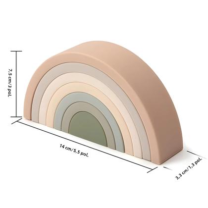 Imagem de Blocos de Construção de Silicone Arco-Íris para Bebê - 7 Peças, BPA Free, Montessori