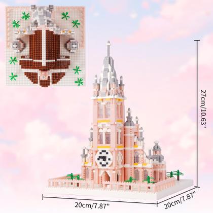 Imagem de Blocos de construção Geniteen Micro Mini Pink Church Model
