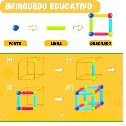 Imagem de Blocos De Construção Magnético Brinquedo De Montar Educativo Sensorial 25 Peças 