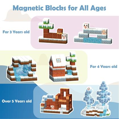 Imagem de Blocos de construção magnéticos BrightBlox 120PCS Ice-Castle