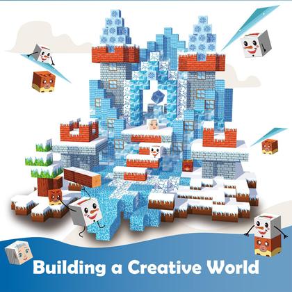 Imagem de Blocos de construção magnéticos BrightBlox 120PCS Ice-Castle