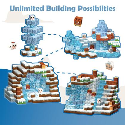 Imagem de Blocos de construção magnéticos BrightBlox 120PCS Ice-Castle