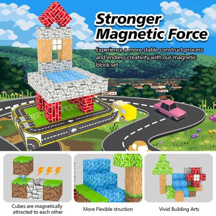 Imagem de Blocos de construção magnéticos WSHIMIN Build Mine World 100 unidades