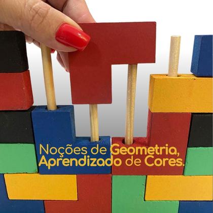 Imagem de Blocos de Encaixe Vertical Tetris em MDF Brinquedo Educativo