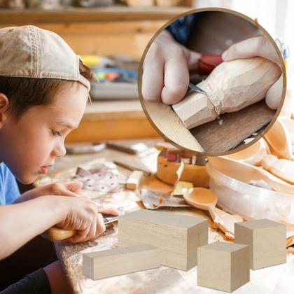 Imagem de Blocos De Madeira Natural De Basswood Para Escultura, 10 a 24 Peças, Madeira Macia Não Acabada Para