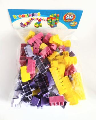 Imagem de Blocos De Montar 96 peças educativos didático infantil - GGB BRINQUEDOS