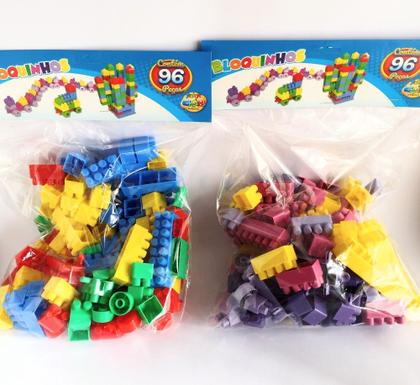 Imagem de Blocos De Montar 96 peças educativos didático infantil - GGB BRINQUEDOS