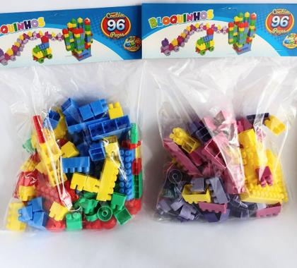 Imagem de Blocos De Montar 96 peças educativos didático infantil - GGB BRINQUEDOS