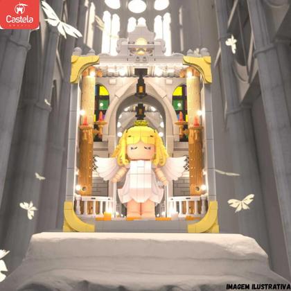 Imagem de Blocos de Montar Anjinho Igreja Anjo Capela Iluminada 774 Peças - Castela