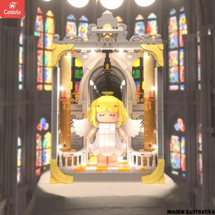 Imagem de Blocos de Montar Anjinho Igreja Anjo Capela Iluminada 774 Peças - Castela