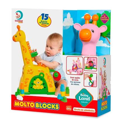 Imagem de Blocos de Montar - Baby Land - Girafa de Atividades - Rosa - Cardoso Toys