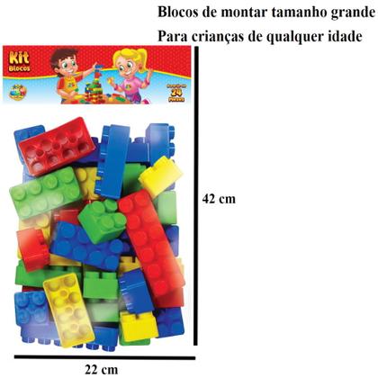 Imagem de Blocos de Montar Brinquedo Infantil 96 Peças Tamanho Grande