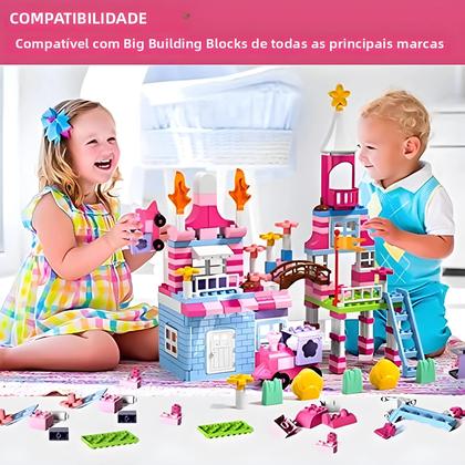 Imagem de Blocos De Montar Castelo Da Princesa Rosa 174 Peças DIY Brinquedos Educacionais Coloridos Para