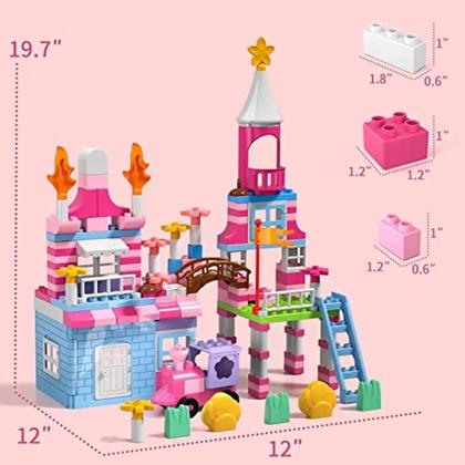 Imagem de Blocos De Montar Castelo Da Princesa Rosa 174 Peças DIY Brinquedos Educacionais Coloridos Para
