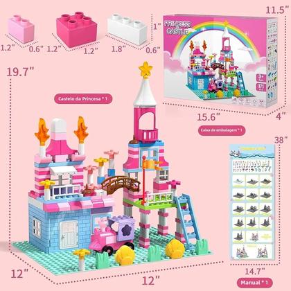 Imagem de Blocos De Montar Castelo Da Princesa Rosa 174 Peças DIY Brinquedos Educacionais Coloridos Para