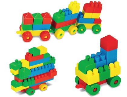 Imagem de Blocos de Montar Cofre 96 Peças Brinquedo Infantil Educativo