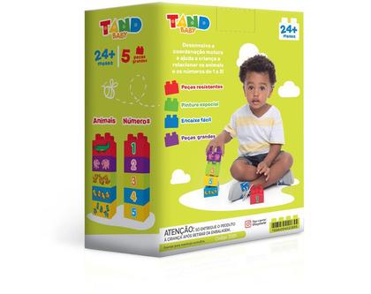 Imagem de Blocos De Montar Com 5 Bloquinhos Animais e Seus Numeros Tand