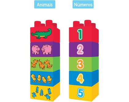 Imagem de Blocos De Montar Com 5 Bloquinhos Animais e Seus Numeros Tand