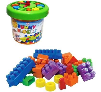 Imagem de Blocos de Montar com Balde 50 Peças Brinquedo Infantil de Encaixar Educativo Criança Oferta 
