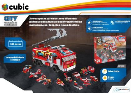 Imagem de Blocos de Montar Cubic 12 em 1 Bombeiro 557 Peças