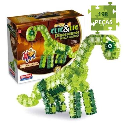 Imagem de Blocos De Montar Dinossauro Brinquedo Infantil Clic E Lig