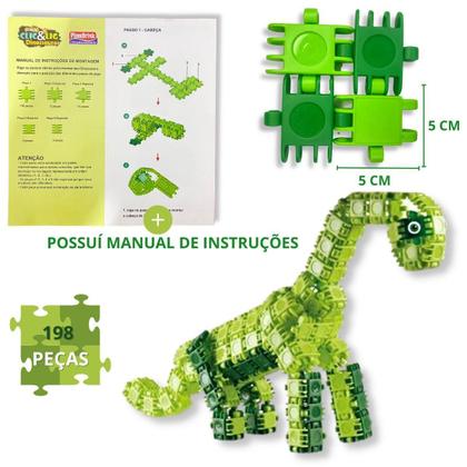 Imagem de Blocos De Montar Dinossauro Brinquedo Infantil Clic E Lig