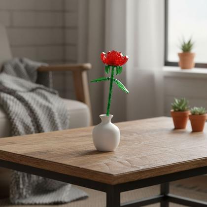 Imagem de Blocos De Montar Flor Rosa Vermelha Transparente 60 Peças - Castela