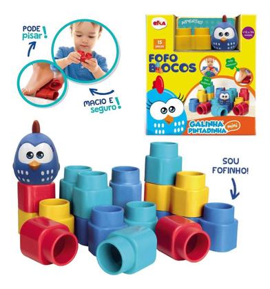 Imagem de Blocos De Montar Fofos Da Mini Galinha Pintadinha Imaginativo Infantil 15 Peças Didática Atóxicas