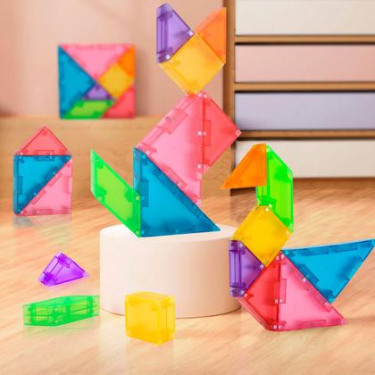 Imagem de Blocos De Montar Magnético Tangram Formas Geometricas Jogo Escolar Pedagógico Brinquedo Educativo Infantil