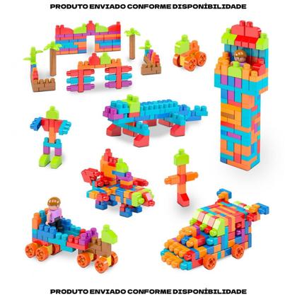 Imagem de Blocos De Montar Monta Mais Blocolândia Click 370 Peças Educativo