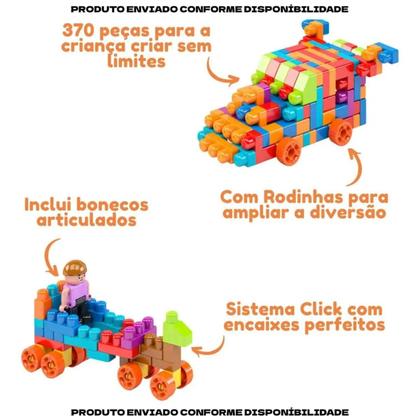 Imagem de Blocos De Montar Monta Mais Blocolândia Click 370 Peças Educativo