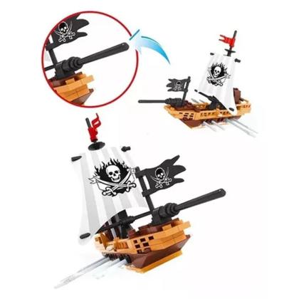 Imagem de Blocos De Montar Navio De Batalha Piratas Xalingo 100 Peças