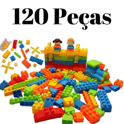 Imagem de Blocos De Montar Para Encaixar e Brincar 120 Peças Infantil