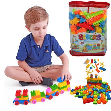 Imagem de Blocos De Montar Para Encaixar e Brincar 120 Peças Infantil