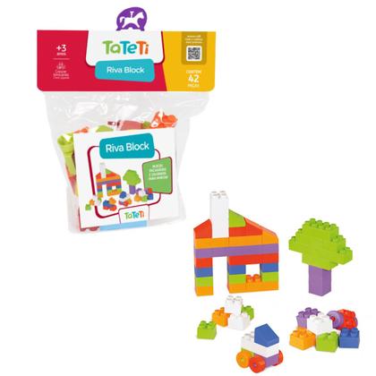 Imagem de Blocos de Montar Tateti Riva Block com 42 Peças Grandes Coloridas Brinquedo Educativo Infantil