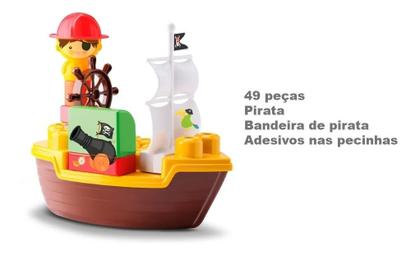 Imagem de Blocos De Montar Tchuco Navio Pirata Com 49 Peças Samba Toys 247