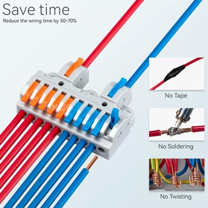 Imagem de Blocos de terminais de trilho DIN JANDECCN 6 unidades 28-12AWG (2 em 10 saídas)
