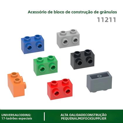 Imagem de Blocos Moc Color 1x2 Com Espigões Laterais 122 Peças Compatíveis Com Brinquedos De Montar Para