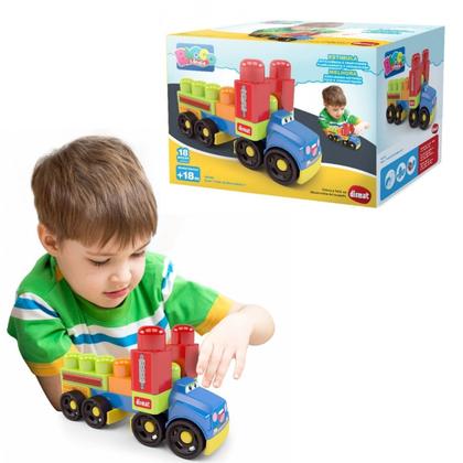 Imagem de Blocos Montar Carrinho18 Peças Brinquedo Bebê crianças Menino1 Ano  Atividades Infantil Grande Encaixar