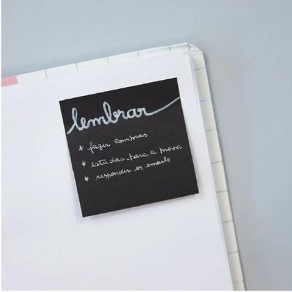 Imagem de Blocos Recado Adesivo Preto Post it C/100fls