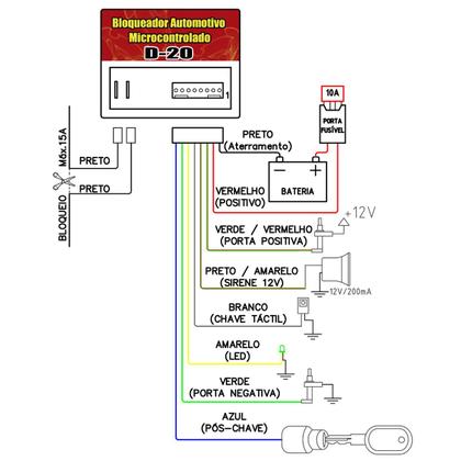 Imagem de Bloqueador automotivo veicular com funcao manobrista d-20 pré alarme sensor carro moto corta combustível chave táctil