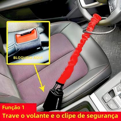 Imagem de Bloqueio Anti-Roubo Universal para Volante de Carro - 2 Chaves e Fácil Instalação