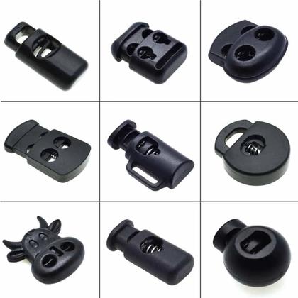 Imagem de Bloqueio do cabo de plástico preto para sacos e vestuário, Toggle Clip Stopper, 10 pcs por pacote