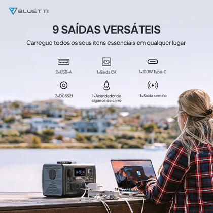 Imagem de Bluetti EB3A Gerador de Energia Portátil, Bateria LiFePO4 de 268Wh com 1 Tomada CA de 120V 220V 600W para Falta de Energia, Carregamento Rápido