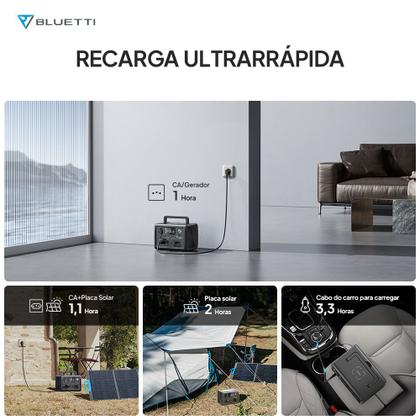 Imagem de Bluetti EB3A Gerador de Energia Portátil, Bateria LiFePO4 de 268Wh com 1 Tomada CA de 120V 220V 600W para Falta de Energia, Carregamento Rápido
