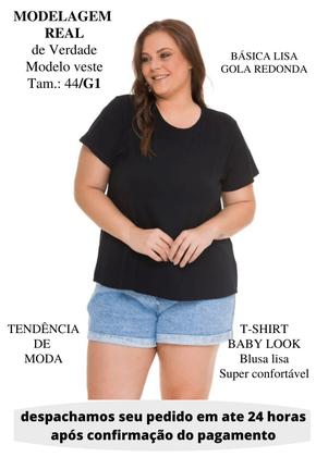 Imagem de Blusa baby look lisa plus size - tshirt