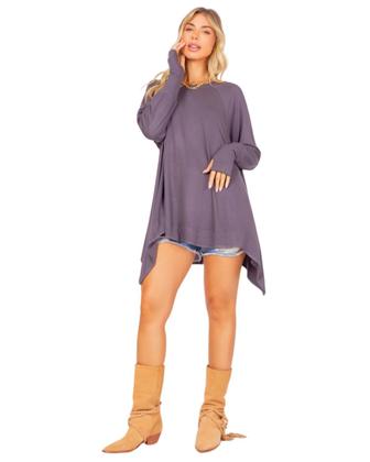 Imagem de Blusa Barra Assimétrica e Manga Longa em Viscose Rosa Santa